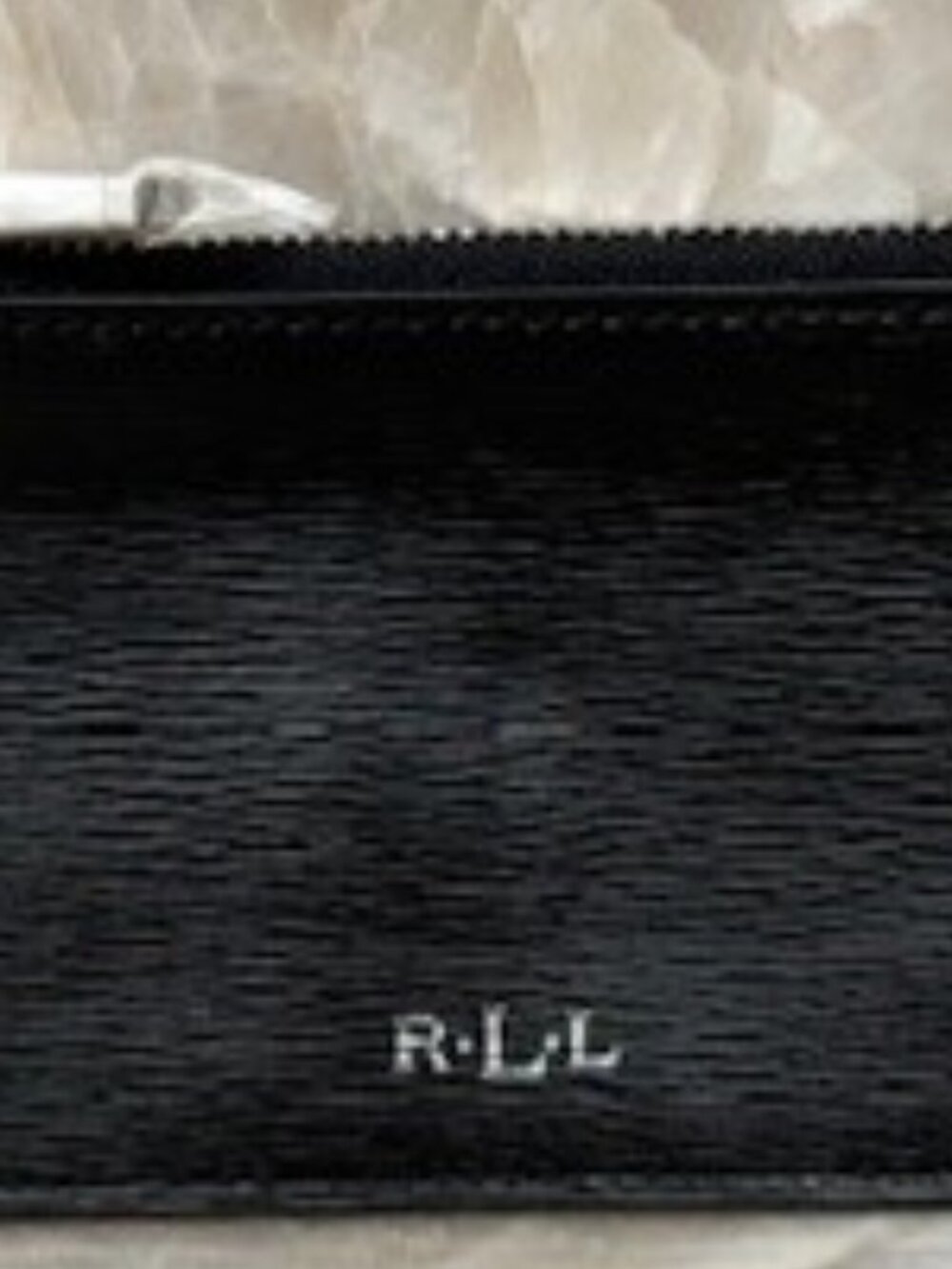 Lauren Ralph Lauren Zip Coin Wallet Purse Pouch Black Cow Leather 6"W x 3"H NWOT - Picture 9 of 9